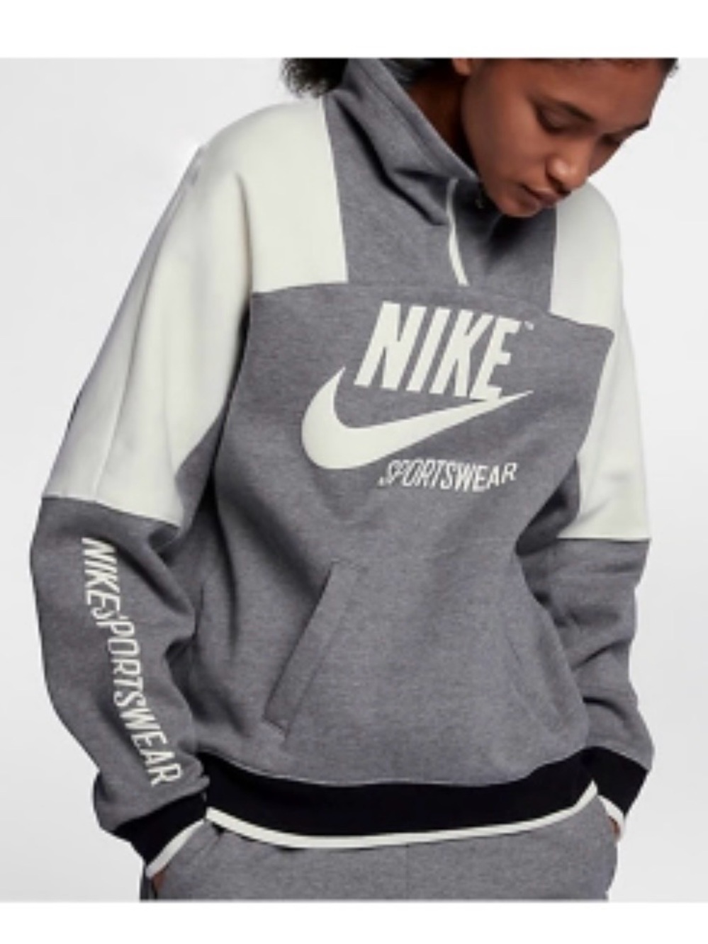 Nike Tech Archive Quarter Zip Sweatshirt Sz XL Spellout Logo Grey Sporty